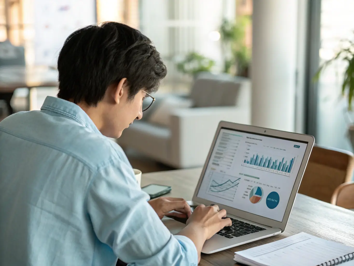 An image of a ZueriFinanz financial template being used on a laptop, showcasing its user-friendly interface and practical application for small business financial management.